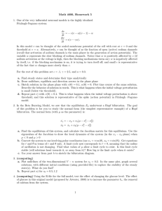 Math 4600, Homework 5 Fitzhugh-Nagumo system: