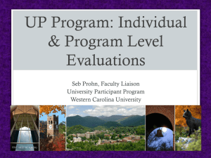 UP Program: Individual &amp; Program Level Evaluations Seb Prohn, Faculty Liaison