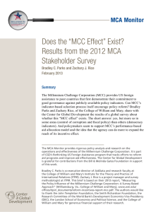 Does the “MCC Effect” Exist? Results from the 2012 MCA Stakeholder Survey