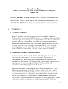 External Review Report Western Carolina University Health Information Administration Program February, 2008