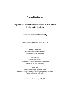 External Evaluation Department of Political Science and Public Affairs Public Policy Institute