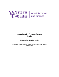 Administrative Program Review: Surplus  Western Carolina University