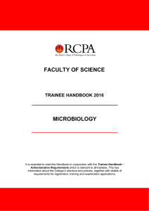 FACULTY OF SCIENCE MICROBIOLOGY TRAINEE HANDBOOK 2016