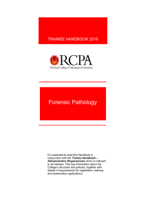 Forensic Pathology  TRAINEE HANDBOOK 2016