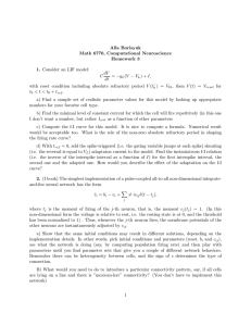 Alla Borisyuk Math 6770, Computational Neuroscience Homework 3 Consider an LIF model: