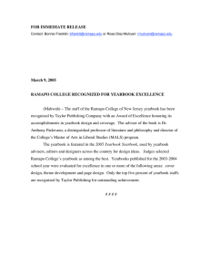 FOR IMMEDIATE RELEASE March 9, 2005 RAMAPO COLLEGE RECOGNIZED FOR YEARBOOK EXCELLENCE