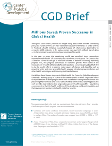 CGD Brief Millions Saved: Proven Successes in Global Health