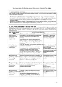 Job Description for Snr Consultant / Consultant Chemical Pathologist