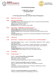Provisional Programme  EABIS PhD Conference 22 September 2010
