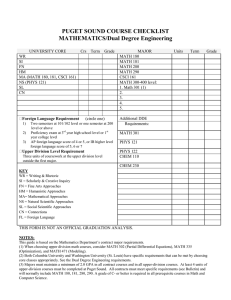 PUGET SOUND COURSE CHECKLIST MATHEMATICS/Dual Degree Engineering