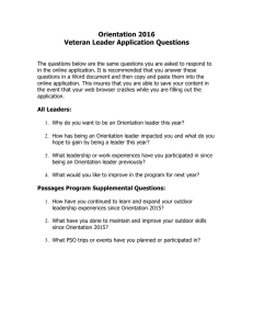 Orientation 2016 Veteran Leader Application Questions