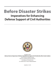 Before Disaster Strikes Imperatives for Enhancing Defense Support of Civil Authorities