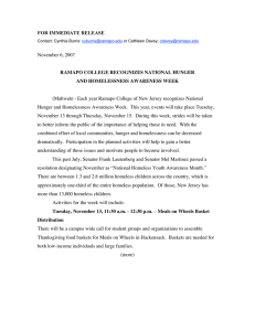 FOR IMMEDIATE RELEASE November 6, 2007 RAMAPO COLLEGE RECOGNIZES NATIONAL HUNGER