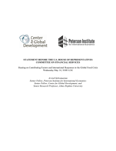 Hearing on Contributing Factors and International Responses to the Global... Wednesday May 14, 10:00 A.M.