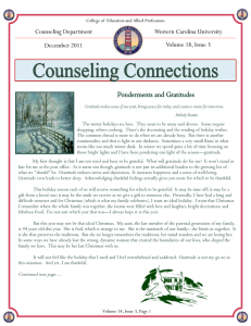 Ponderments and Gratitudes  Counseling Department Western Carolina University