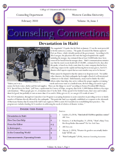 Devastation in Haiti Counseling Department Western Carolina University February 2010