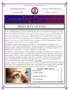 Fresh sets of eyes……. Counseling Department Western Carolina University November 2009