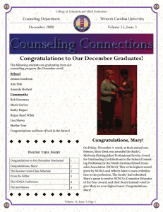 Congratulations to Our December Graduates! Counseling Department Western Carolina University December 2008
