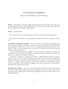 Curriculum Committee Minutes of the February 26, 2016 Meeting