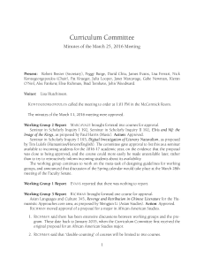 Curriculum Committee Minutes of the March 25, 2016 Meeting