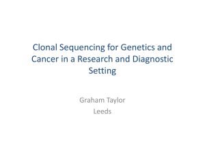 Clonal Sequencing for Genetics and  Cancer in a Research and Diagnostic  Setting Graham Taylor