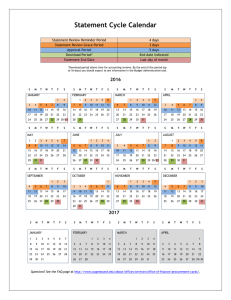 Statement Cycle Calendar