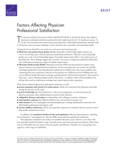 T Factors Affecting Physician Professional Satisfaction B R I EF
