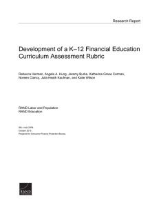 Development of a K–12 Financial Education Curriculum Assessment Rubric Research Report