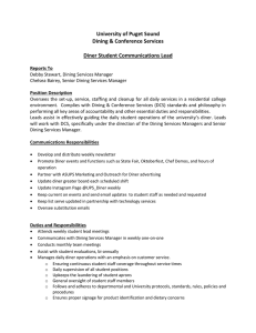 University of Puget Sound Dining &amp; Conference Services  Diner Student Communications Lead