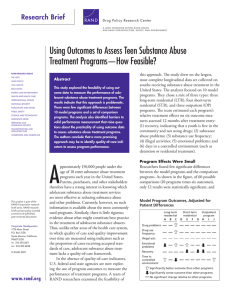 Using Outcomes to Assess Teen Substance Abuse Treatment Programs—How Feasible? Research Brief