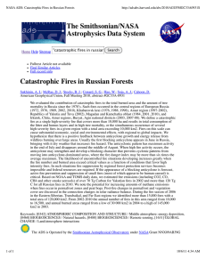 The Smithsonian/NASA Astrophysics Data System &#34;catastrophic fires in russian&#34; Search