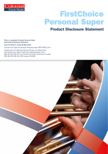 FirstChoice Personal Super Product Disclosure Statement