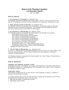 Report of the Planning Committee to University Council Jan. 27, 2000