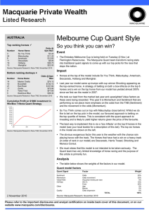Melbourne Cup Quant Style So you think you can win? AUSTRALIA Event