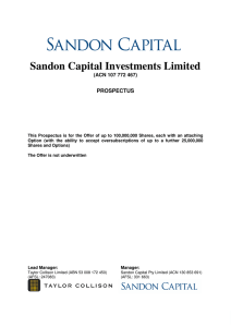 Sandon Capital Investments Limited PROSPECTUS (ACN 107 772 467)