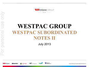 WESTPAC GROUP WESTPAC SUBORDINATED NOTES II For personal use only