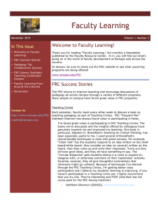 Faculty Learning Welcome to Faculty Learning! In This Issue