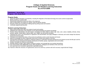College of Applied Sciences Program Goals and Student Learning Outcomes