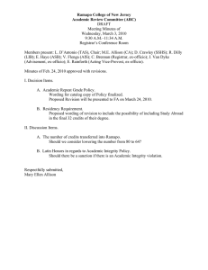 Ramapo College of New Jersey Academic Review Committee (ARC) DRAFT Meeting Minutes of