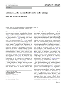 Editorial: Arctic marine biodiversity under change EDITORIAL Haakon Hop Tore Haug