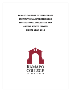 RAMAPO COLLEGE OF NEW JERSEY INSTITUTIONAL EFFECTIVENESS INSTITUTIONAL PRIORITIES AND ANNUAL WEAVE UPDATE