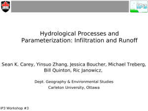 Hydrological Processes and Parameterization: Infiltration and Runoff Bill Quinton, Ric Janowicz,