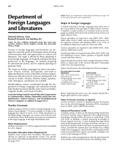 Department of Foreign Languages and Literatures Major in Foreign Languages