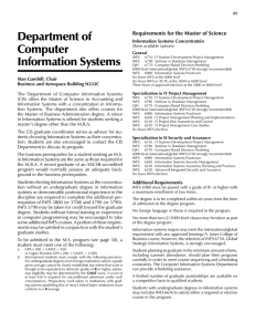 Department of Computer Information Systems Requirements for the Master of Science
