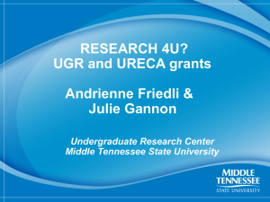 RESEARCH 4U? UGR and URECA grants Andrienne Friedli &amp; Julie Gannon
