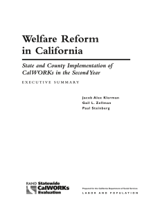 Welfare Reform in California State and County Implementation of