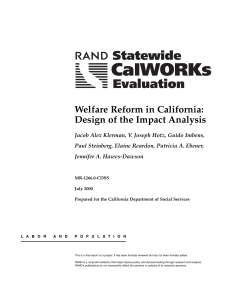 Welfare Reform in California: Design of the Impact Analysis