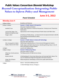 June 3-5, 2012 Beyond Conceptualization: Integrating Public Public Values Consortium Biennial Workshop