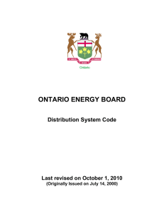 ONTARIO ENERGY BOARD  Distribution System Code Last revised on October 1, 2010