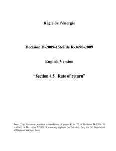 Régie de l’énergie  Decision D-2009-156/File R-3690-2009 English Version